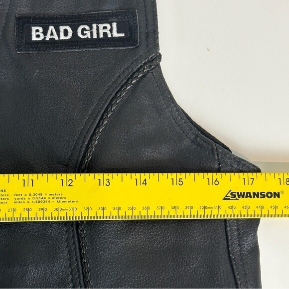 Leather Black Motorcycle Vest Skull Patches Pins Breast Cancer S - Picture 11 of 12